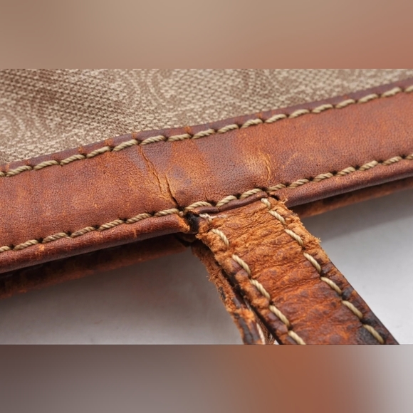 Authentic CELINE Macadam Blason Pattern Hand Tote Bag Leather Beige GREAT! - Picture 14 of 16